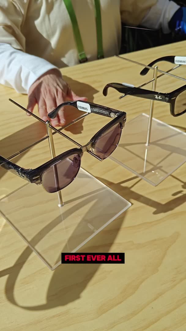 Ray-Ban Meta Audio glasses displayed on stands at Meta Connect 2026.