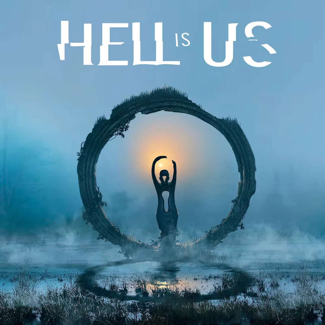 Hell Is Us key art shows a silhouetted figure inside a circular structure in a misty landscape.