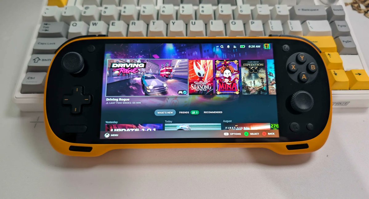 SteamOS-style interfaces appear on AYN, AYANEO and KONKR handheld gaming devices.
