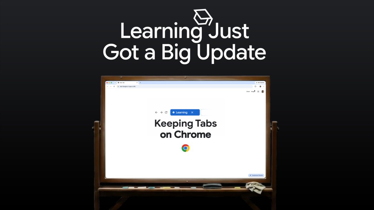 Google Chrome artwork for new cross-device and study features.