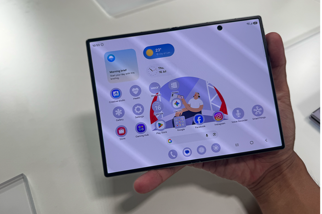 Samsung Galaxy Z Fold 8 opened to show its wide folding display.