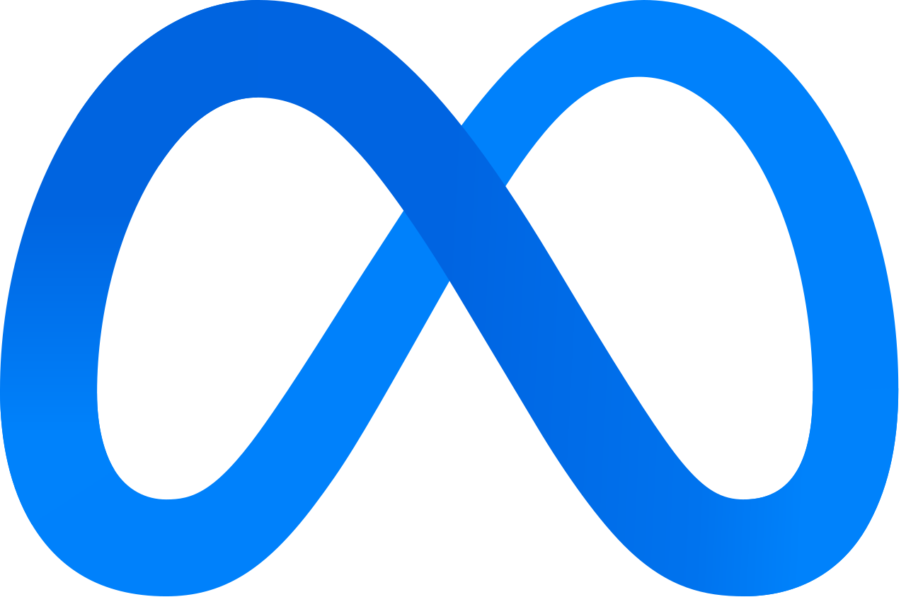 Blue infinity-shaped Meta logo on a transparent background.