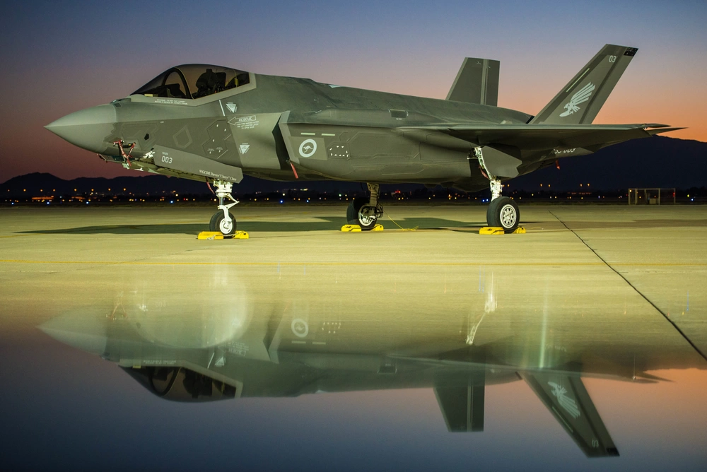Royal Australian Air Force F-35A on a flight line at Luke Air Force Base in 2018.