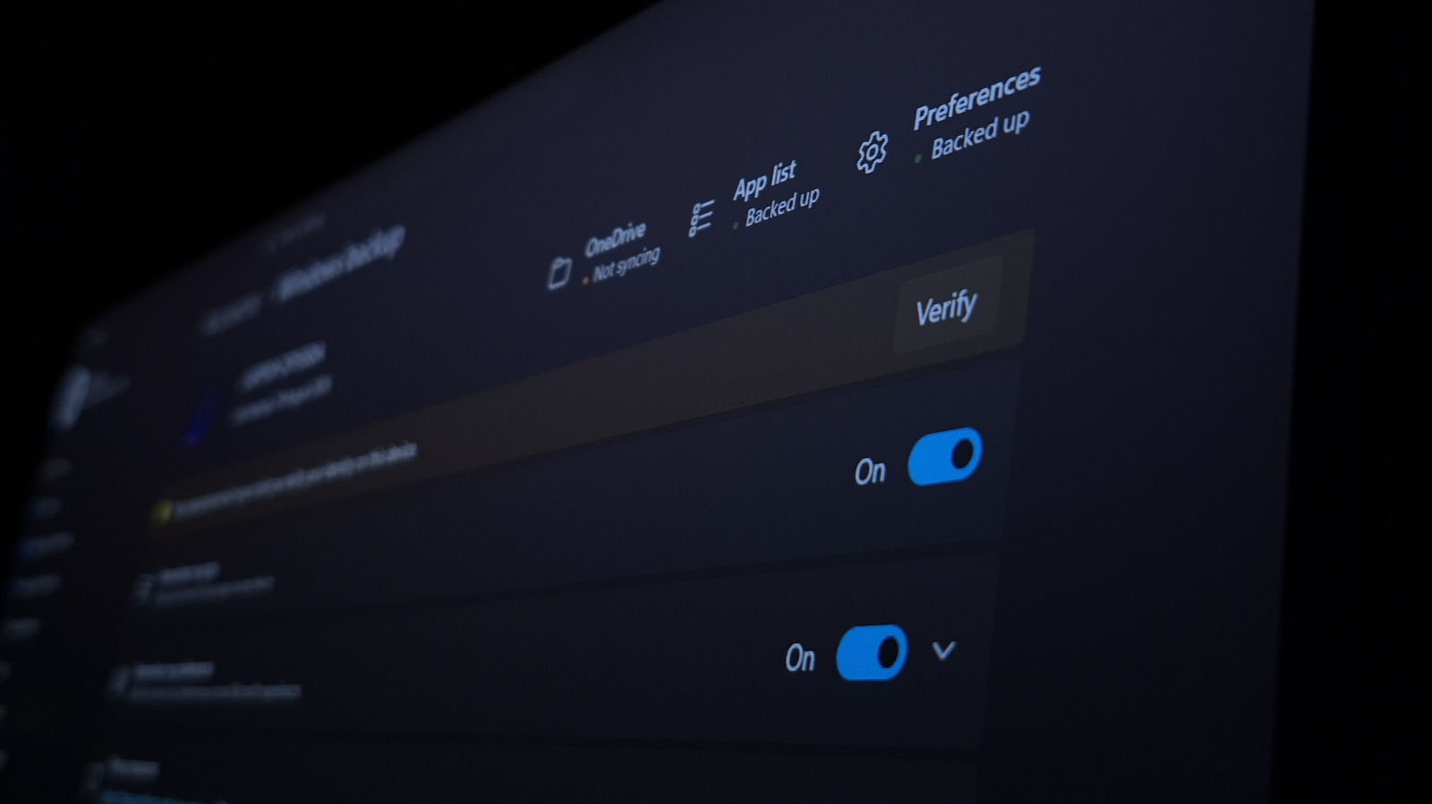 A Windows 11 desktop shows the Settings app open over the blue wallpaper.