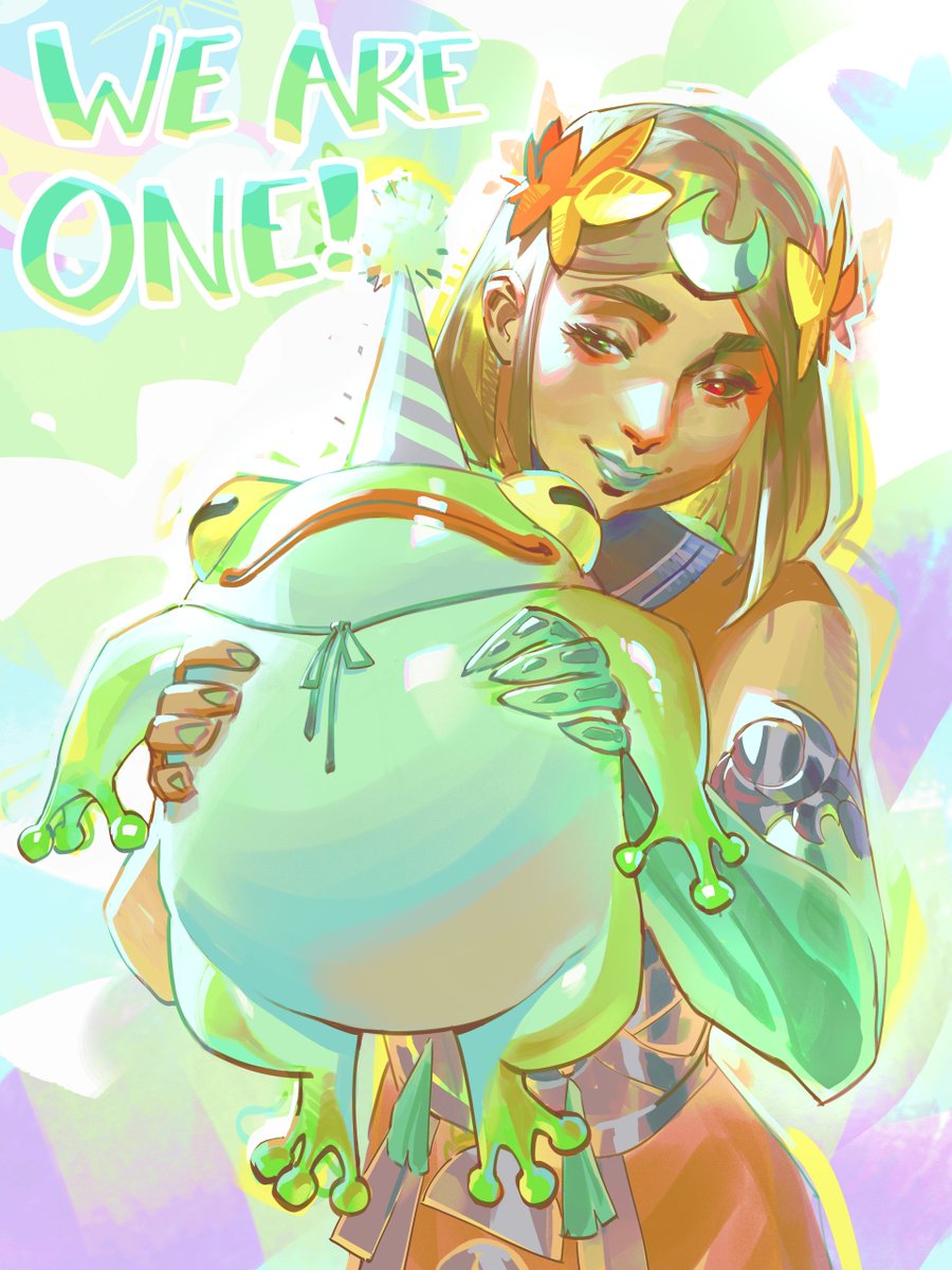 Hades II anniversary artwork shows Melinoë holding Frinos beneath the words ‘We are one!’