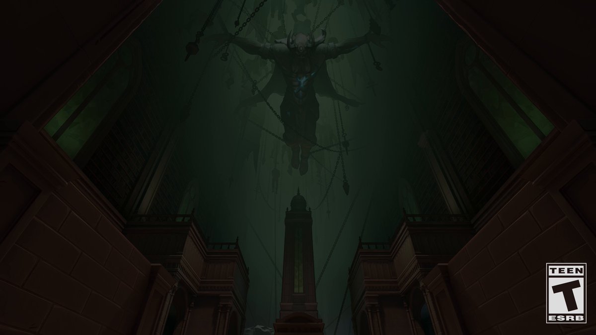 A dark interior in Marvel Rivals' God Quarry map