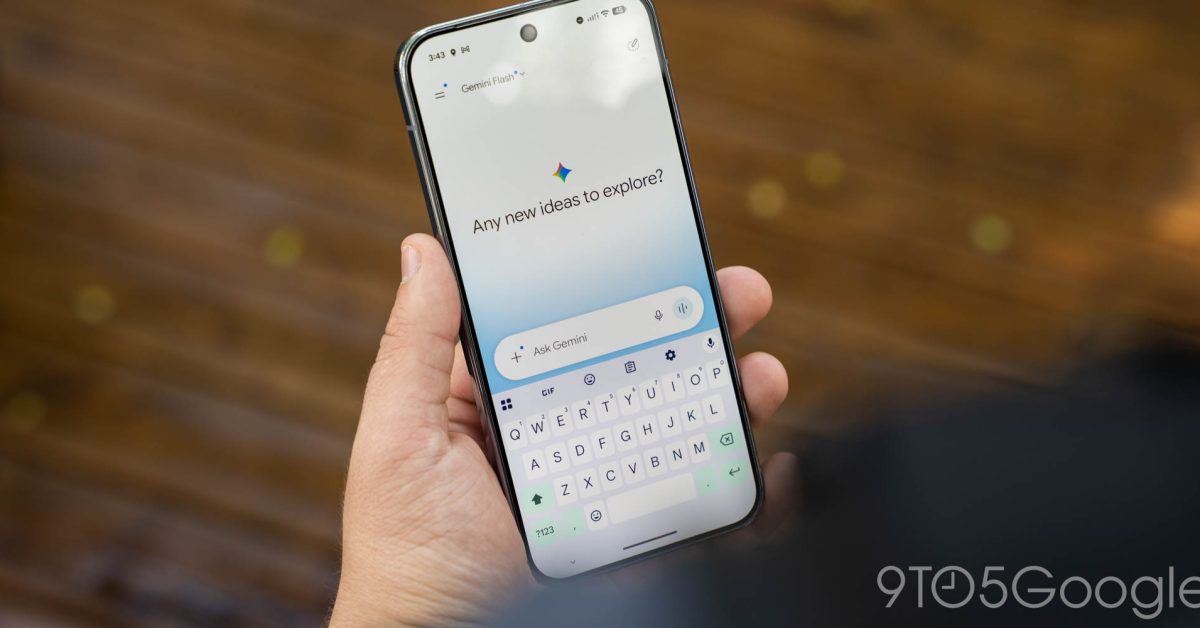 The Gemini app open on a smartphone beside the Gemini logo.