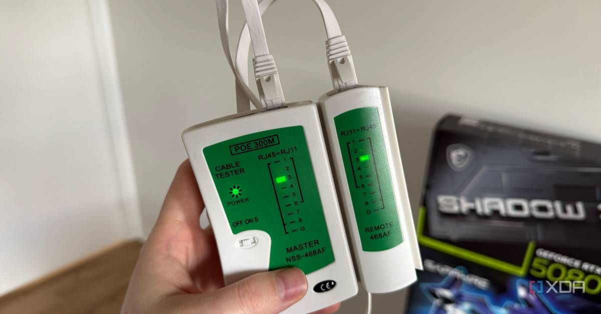 Ethernet cables connected to home-network equipment.