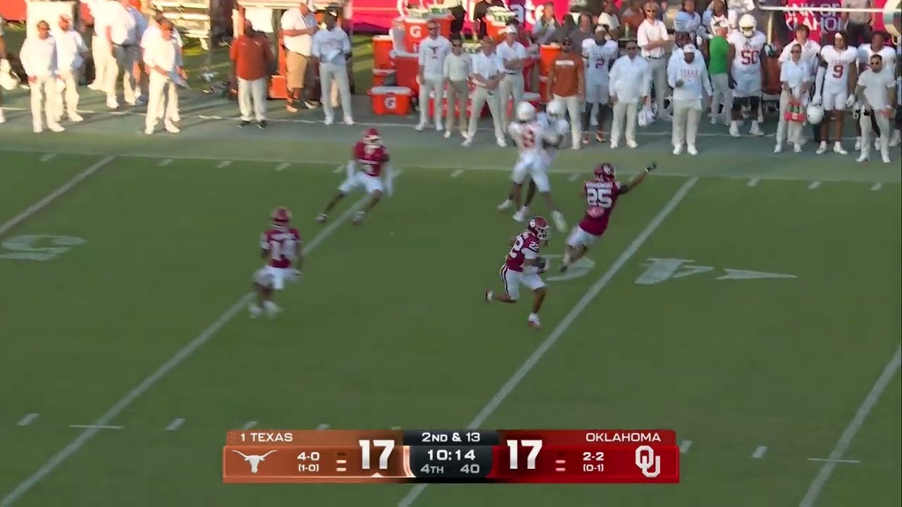 Peyton Bowen pulls down the pick six for the Oklahoma lead!