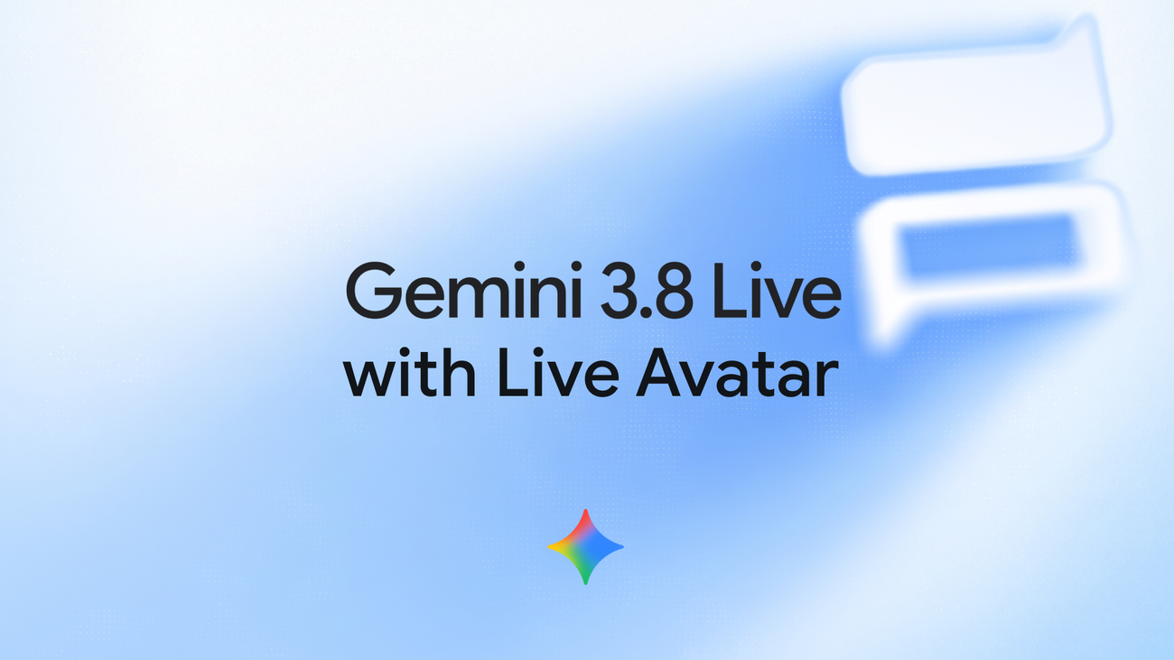 Google announcement artwork for Gemini 3.8 Live with Live Avatar.