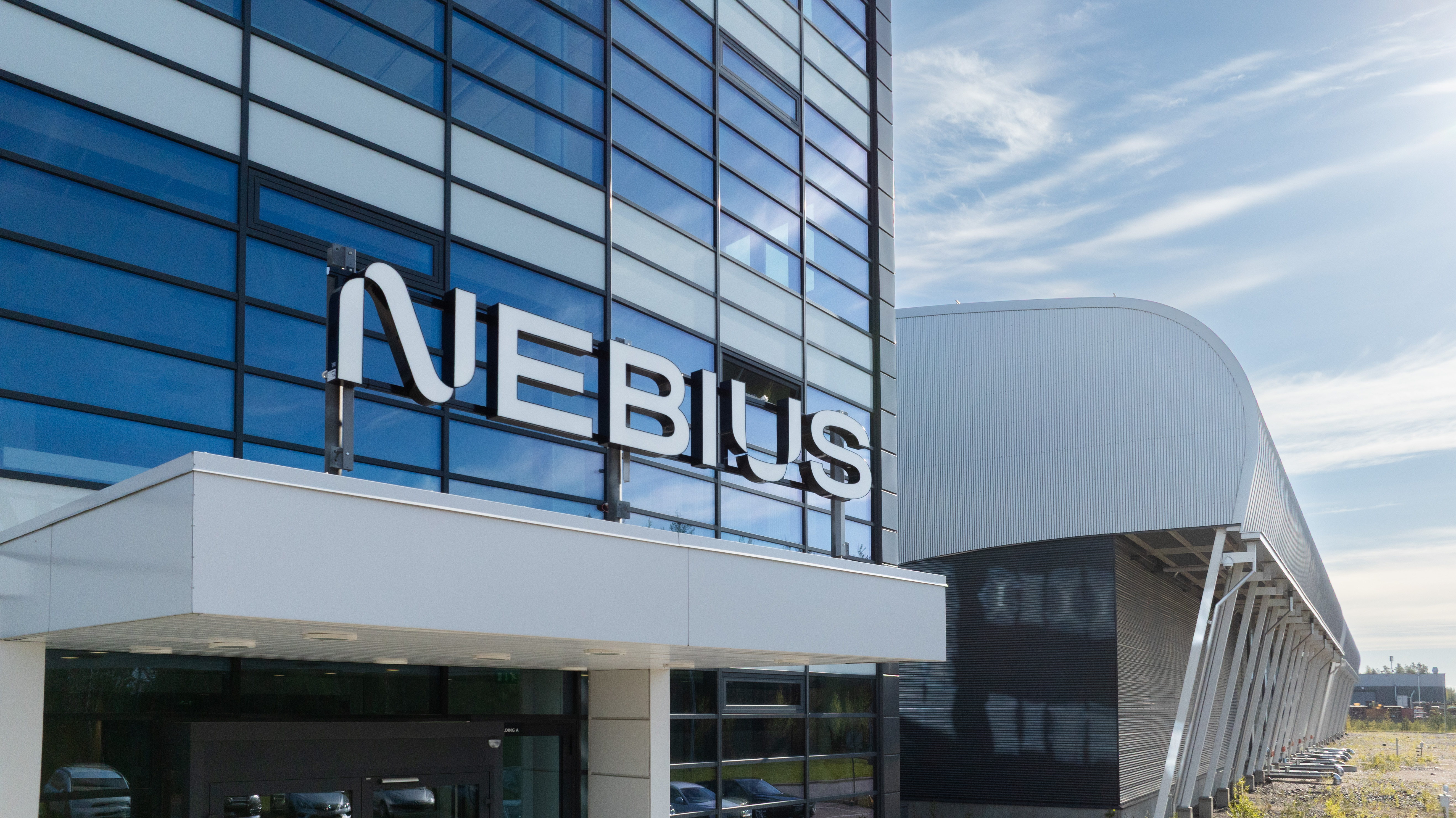 Exterior of a Nebius-branded data center in Mäntsälä, Finland.