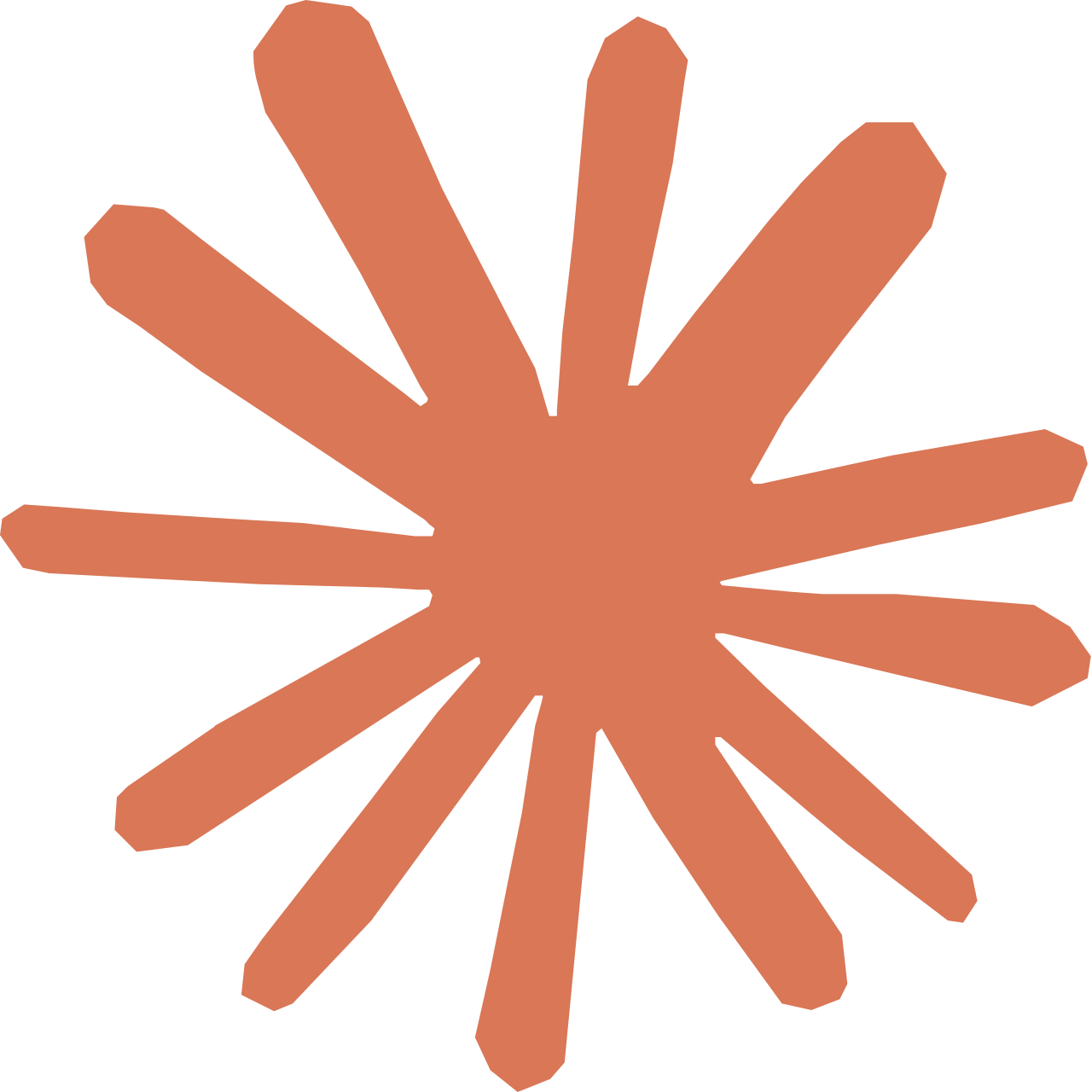 Orange Claude AI symbol on a transparent background.