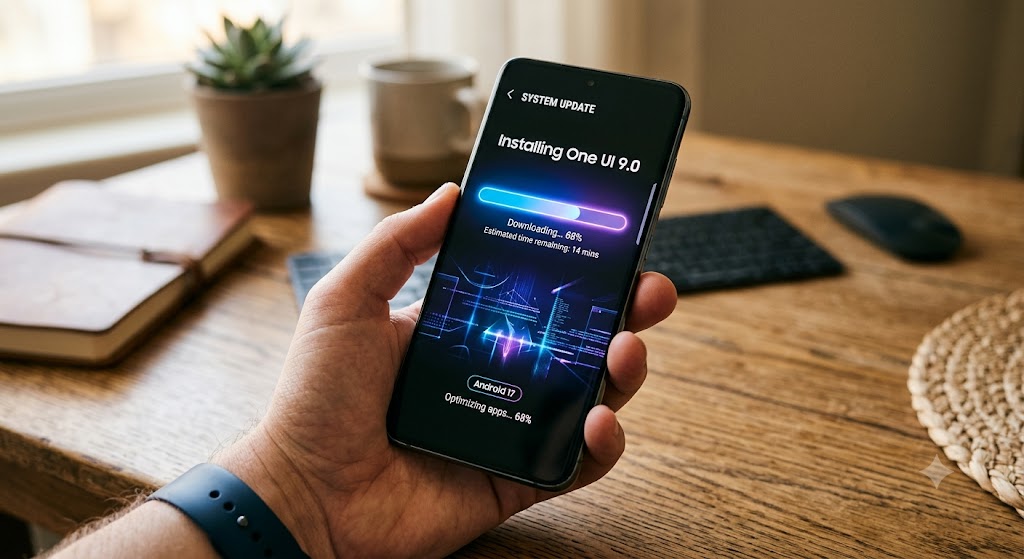 Samsung One UI 9 promotional graphic shown in NPowerUser's rollout report.