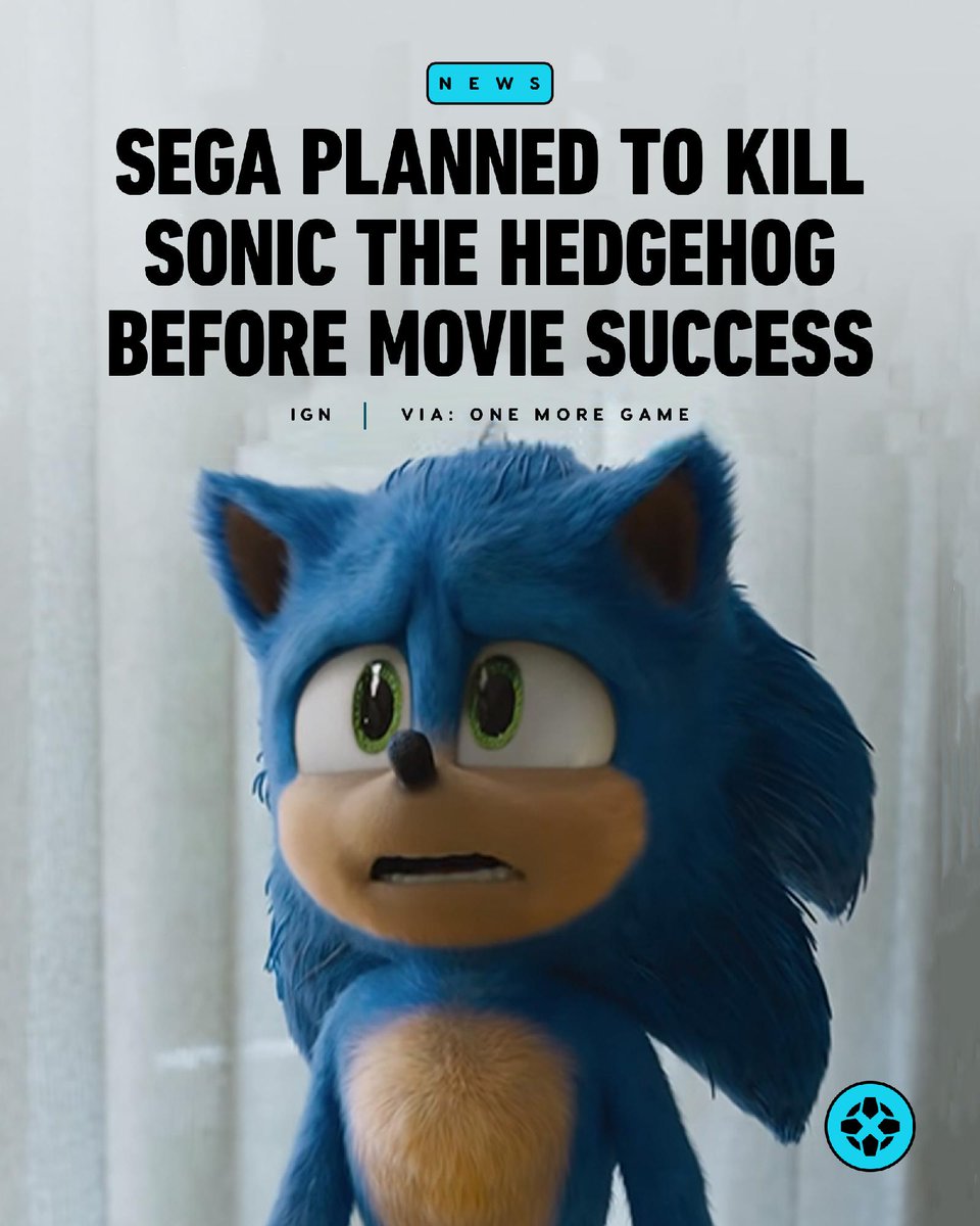 Film-version Sonic beneath a headline about Sega considering ending the franchise before the movie's success.